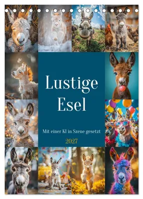 Produktbild von Lustige Esel (Tischkalender 2027 DIN A5 hoch), CALVENDO Monatskalender