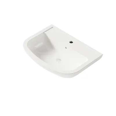 Produktbild von VIGOUR ONE Waschtisch Hängewaschbecken Kristallporzellan mit Hahnloch 65 x 47 cm, weiß