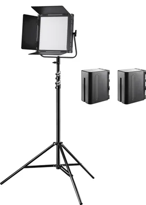Produktbild von Walimex pro Soft LED Brightlight 520 Bi-Color Flächenleuchte inkl. Lampenstativ und Akkus, 40 W Videoleuchte mit Farbtemperatur 3200-5600 K, Studioleuchte mit LCD-Display
