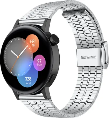 Produktbild von Strap-it Stahlarmband - Kompatibel mit Huawei Watch GT 3Armband 42mmHochwertiger EdelstahlHuawei watch strap Armband mit klappschließe für 20mmArmband Silber