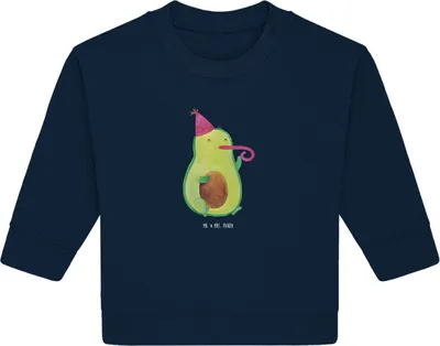 Produktbild von Mr. & Mrs. Panda Organic Baby Pullover Avocado Feier 12. - 18. Monat - French Navy - Geschenk, Party, Bullover, Tröte, Fete, Geburtstag, Gute Laune