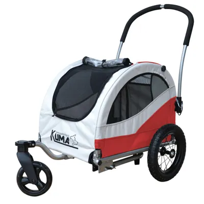Produktbild von KUMA Hundeanhänger Hundewagen Fahrradanhänger und Buggy für Haustier Hunde Größe S ROT