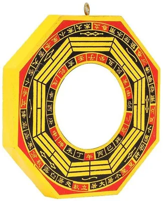 Obrázok produktu pre Zrkadlo Feng Shui z dreva, konvexné/konkávne, prínosné zrkadlo, ktoré priťahuje pozitívnu energiu