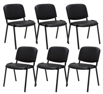 Produktbild von CLP 6er Set Besucherstuhl Ken Kunstleder stapelbar mit einer Sitzhöhe von 44 cm schwarz