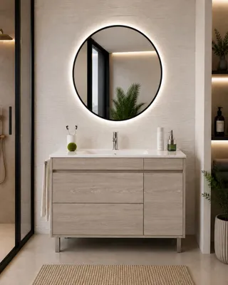 ORIGEN BATH CAPRERA Badmöbel mit Waschbecken 60x35 cm, Smoky-Eiche