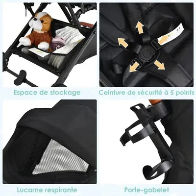 Immagine prodotto di Carrozzina da viaggio compatta con schienale regolabile