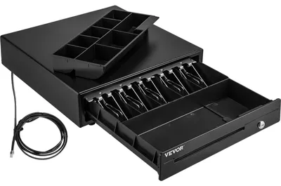 Produktbild von VEVOR Kassenlade, 33 cm 12 V, für POS-System mit 4 Scheinfächern und 5 Münzfächern, abnehmbares Münzfach & 2 enthaltene Schlüssel, RJ11/RJ12 Kabel für Supermarkt, Bar, Café, Restaurant, Motorisiert-a, 5 Billenablagen-8 Münzablagen