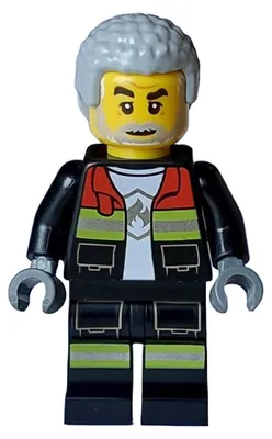 Obrázok produktu pre LEGO Minifigúrka – Muž, čierna otvorená bunda a nohavice (katalógové číslo cty1716)