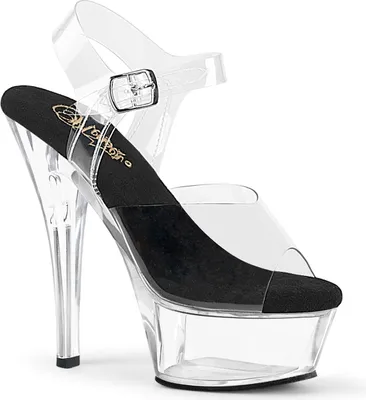Produktbild von KISS-208 Pleaser Damen High-Heels Plateausandaletten transparent schwarz