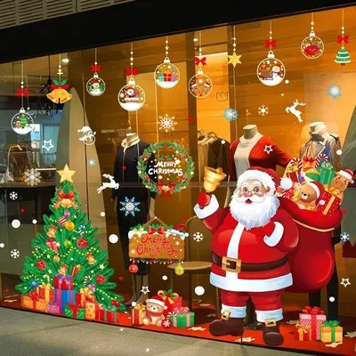 Produktbild von Unyqoos® Weihnachts-Fenstersticker – wiederverwendbar, 110 Motive auf 4 Bögen, beidseitig, PVC (ungiftig & wasserfest) für Fenster, Türen, Spiegel | Innen & Außen