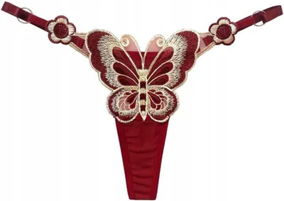 Produktbild von Slips - Strings - Damenunterhosen - Spitzenstrings - Spitzenunterwäsche - Mit Schmetterling - Rot