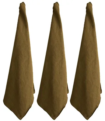 Productafbeelding van Set van 3 Katoenen Theedoeken 50 x 70 cm in Hooibruin