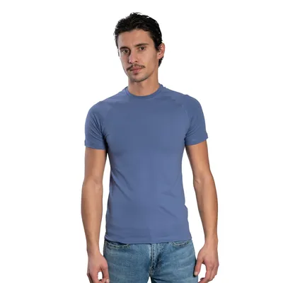 Immagine prodotto di Maglietta da uomo in cotone elasticizzato – Taglio slim, maniche raglan corte, scollo rotondo, taglie S–XXL