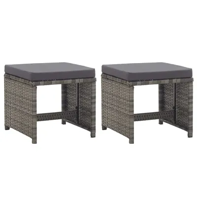 Image de Tabourets de jardin lot de 2 coussins Résine tressée Anthracite