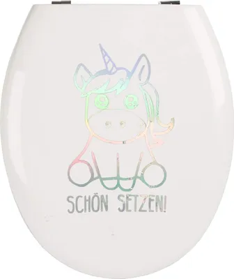 Produktbild von EinhornLiebe - WC-Deckel Aufkleber - SCHÖN SETZEN (25x8cm) Toilettendeckelaufkleber Deko