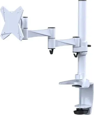 Produktbild von Die NewStar Tischhalterung, das Modell FPMA-D1330WHITE, ist ein Neig-, Schwenk- und drehbare Tischhalterung für Flachbildschirme bis 24" (60 cm). - Bildschirmgröße: 25,4 cm (10 Zoll) bis 61 cm (24 Zoll) - max. 9 kg Traglast - Weiß