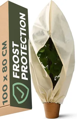 Imagen del producto de Cubierta de protección para plantas, 100 x 80 cm, color beige. Tela no tejida para protección contra heladas