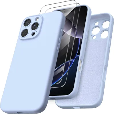 Produktbild von ORNARTO iPhone 16 Pro Max Hülle Silikon Schutz Kameraschutz Baby Blau 6.9 Zoll