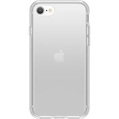 A clear, back-facing shot of a transparent phone case on a white background.