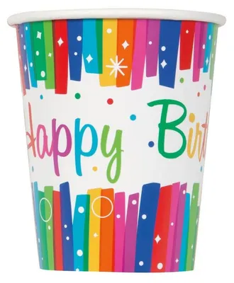 Produktbild von Unique Happy Birthday Partybecher, 8 Stück, bunt