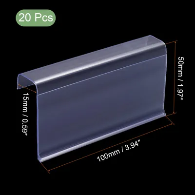 Produktbild von 20 Stš¹ck Etikettenhalter L-Form 100x50mm durchsichtiger Kunststoff fš¹r Drahtregal