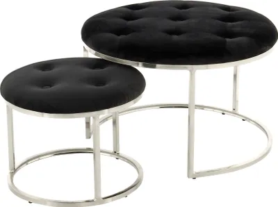 Produktbild von Hocker Becky 800 2er-Set Schwarz / Silber