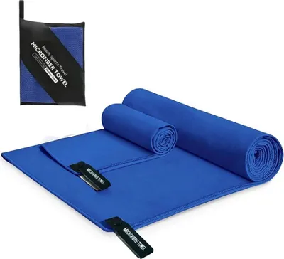 Obrázek produktu pro Ručníky, 2 balení (velký ručník 76 x 152 cm + malý ručník na ruce a obličej 80 x 40 cm) - sportovní ručník, fitness ručník, cestovní ručník, plážový ručník pro sport, cestování, jógu, kempování, pláž a posilovnu
