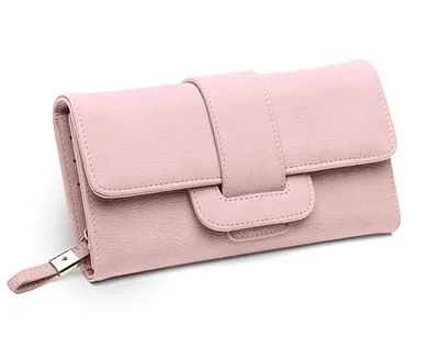 Produktbild von Geldbörse Damen Portemonnaie Lang Portmonee Elegant Clutch Handtasche Groß Geldbeutel Kunstleder Geldtasche mit Reißverschluss und Druckknopf für Frauen Neu Design (Rosa)