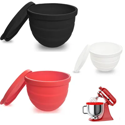 Produktbild von Silikon-Einsatz mit Deckel, kompatibel mit KitchenAid 4,8 L / 5 Qt Rührschüssel, Teigeinsatz zum Rühren, Kneten und Aufbewahren