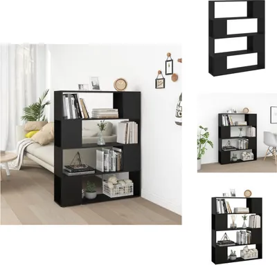 Obrázek produktu pro vidaXL Knihovna s policemi černá 100x24x124 cm - Knihovny a regály