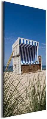 Produktbild von Wallario Premium Leinwandbild Strandkorb in Größe 60 x 150 cm
