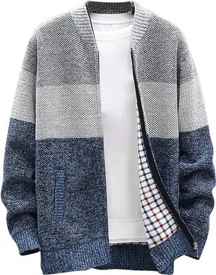 Image de ASKSA Cardigan d'hiver avec fermeture éclair, gris, XL