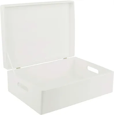 Produktbild von Creative Deco Holzbox Weiß mit Griffen 40x30x14 cm Aufbewahrung Geschenk