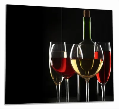 Produktbild von Wallario Herdabdeckplatte aus Glas, Größe 60 x 52 cm 2-teilig, Motiv Weinverkostung am Abend