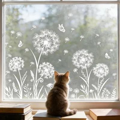 Produktbild von Selbstklebende Fensterbilder mit Blumen und Schmetterlingen für die Dekoration