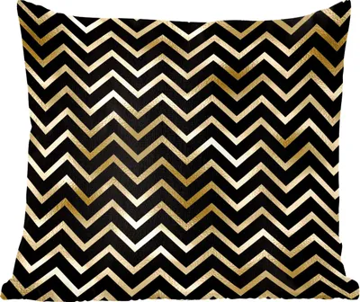 Produktbild von MuchoWow® Zierkissen Sofakissen Wohnzimmer Dekokissen 50x50 cm Muster - Linie - Gold - Komfort - Sofakissen