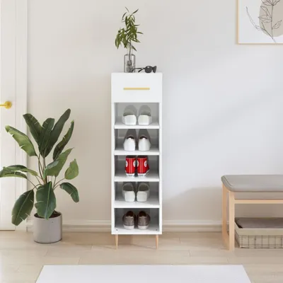Produktbild von [Home] Schuhschrank Hochglanz-Weiß 30x35x105 cm Holzwerkstoff , Neue Mode 2024 im häuslichen Leben