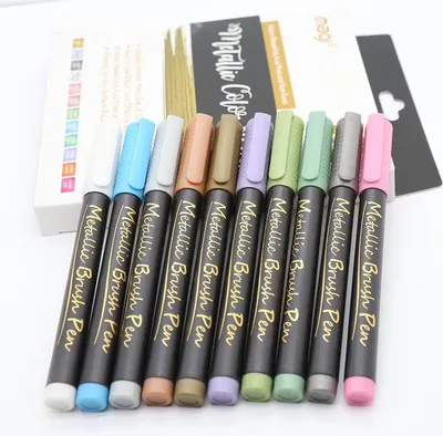 Produktbild von INF Metallic Marker Stifte - 10 Farben, Wasserbasis, für DIY Kunstprojekte