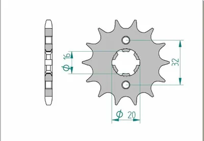 Immagine prodotto di SP 1075325003 Pignone anteriore standard AFAM in acciaio 21208 - 428 per YAMAHA YZF-R125