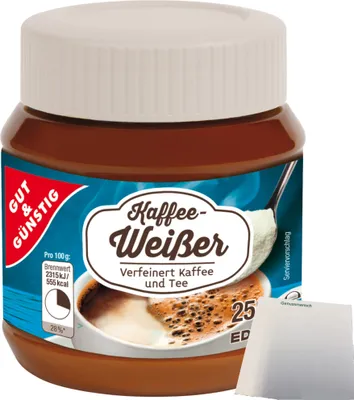 Produktbild von Gut & Günstig Kaffeeweißer verfeinert Kaffee und Tee 1er Pack (1x250g Dose) + usy Block