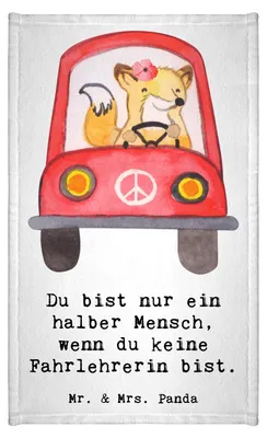 Produktbild von Mr. & Mrs. Panda Frotteetuch Fahrlehrerin Herz - Weiß - Geschenk, Gästehandtuch 30x50, Handtuch Klein, Bunt, Frotteehandtuch, Lustig, Spruch, frottee, Beruf, Fahrschule