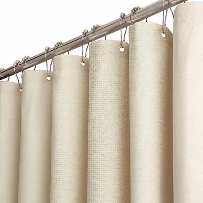 Produktbild von Duschvorhang Stoff und Badezimmer Vorhang Wasserabweisend Beige Creme