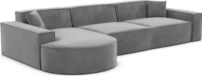 Produktbild von Samtstoff L-Form Sofa Brevia Dunkelgrau Links