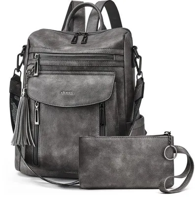 Produktbild von Modischer Damenrucksack dunkelgrau Leder