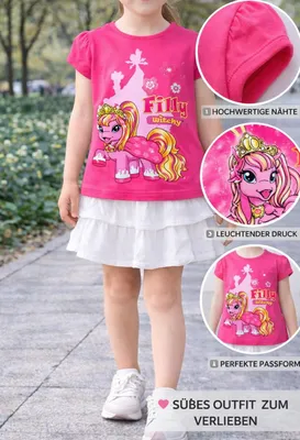 Produktbild von 84649 Disney Filly Unicorn T-Shirt Mädchen Pink Gr. 98 – Süßes Einhorn-Motiv für kleine Fashionistas
