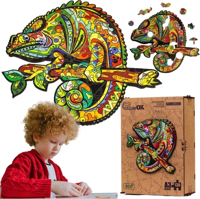 Zdjęcie produktu dla Puzzle drewniane eko 130 Kameleon A3