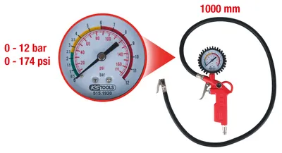 Immagine prodotto di KS Tools Misuratore di gonfiaggio pneumatici ad aria compressa, 0-12 bar