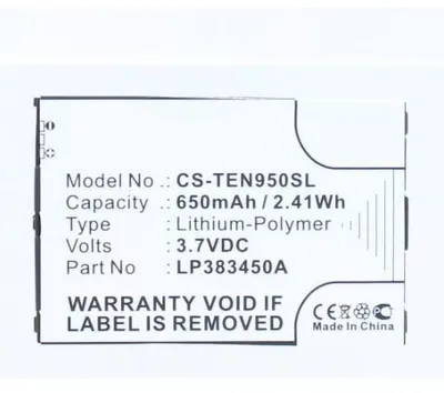 Produktbild von Akku für Telefunken LP383450A Li-Ion 3,7 Volt 650 mAh schwarz