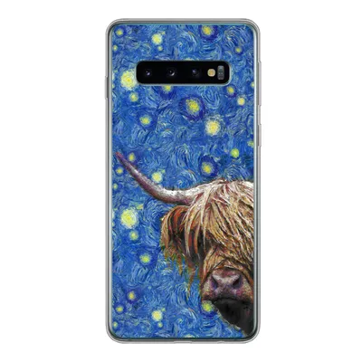 Produktbild von MuchoWow® Handyhülle Schutzhülle Hülle für Samsung Galaxy S10 Sternennacht - Van Gogh - Schottischer Highlander Silikon Softcase Handy Hülle - Handytasche