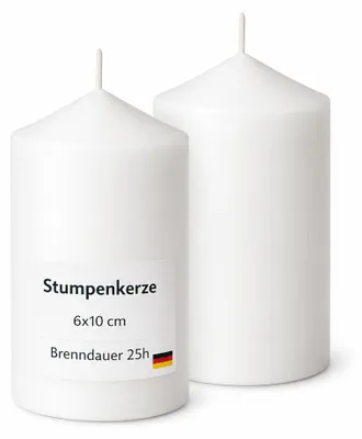 Productafbeelding van Stompkaarsen (2 stuks) - Diameter 6 cm x hoogte 10 cm - Wit